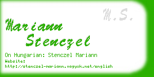 mariann stenczel business card